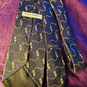 Giorgio Armani Black and Yellow Swirl Tie